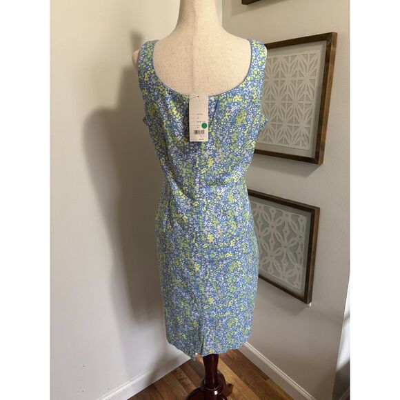 NWT VTG Sigrid Olsen Sport 12P Blue Floral Sheath Dress 90s Y2K Preppy Cotton - Picture 3 of 8